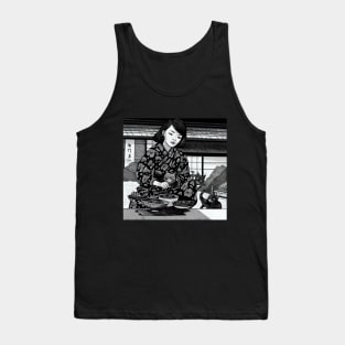 Asian woman feeding cats Tank Top